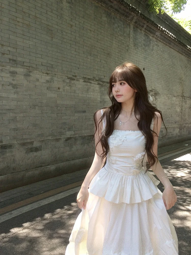 

Женский топ CallmeEar Pure Desire Flower Bud Long Vest ter Ne Design с 3D цветочным узором, из смесового хлопка, летний, модный