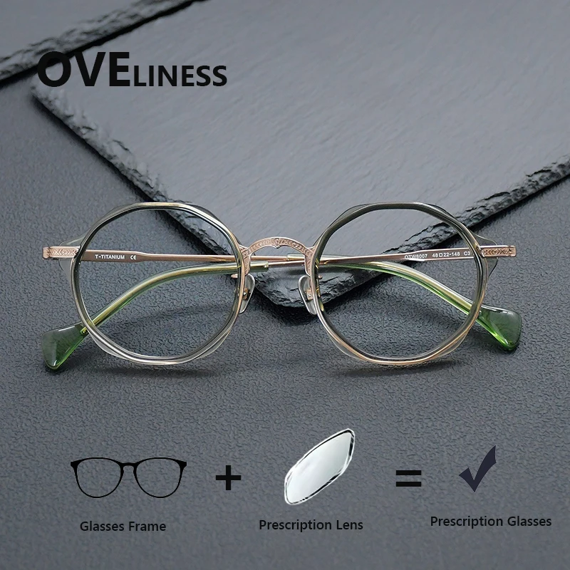 

Acetate Titanium optical Glasses Frame for Men Women Vintage Retro Round Prescription myopia Eyeglasses frame Spectacles Eyewear