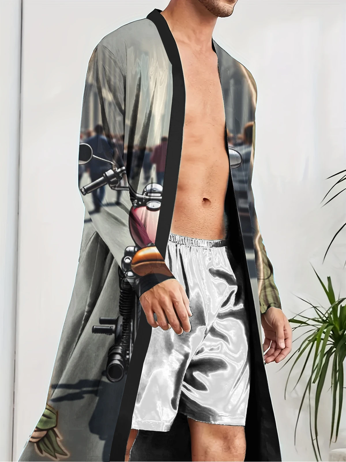 1pcs Men's Robes 2026 Spring/Summer Graphic bath robe 3D Printed Bathrobe man Robes sleepwear Breathable dressing gown