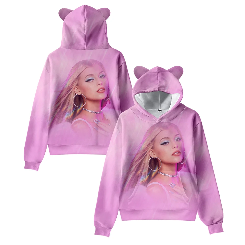 Hoodie de orelha de gato Loren Gray para homens e mulheres, moletom manga comprida, pulôver casual