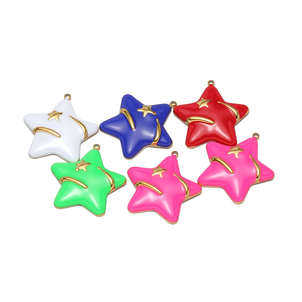 

5pcs Stainless Steel 26mm Enamel Star Pendants for DIY Women Jewelry Bracelet Making Earrings Necklace Charms Findings Wholesale