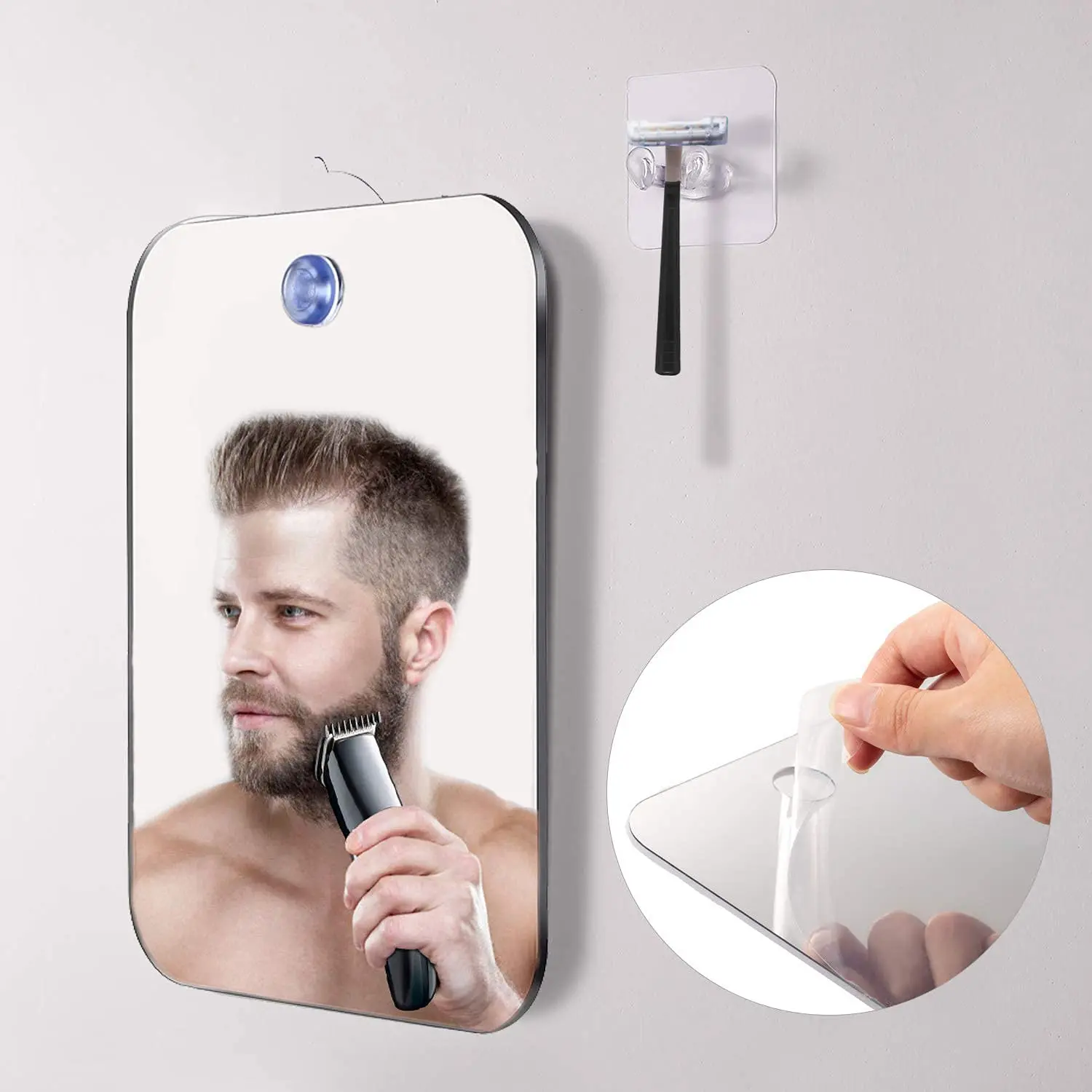 Sdatter Acrylic Makeup Mirror Bath Shaving Pocket Travel Makeup Mirror Women Hand Mirror Bathroom Face Shave Shower Accessories