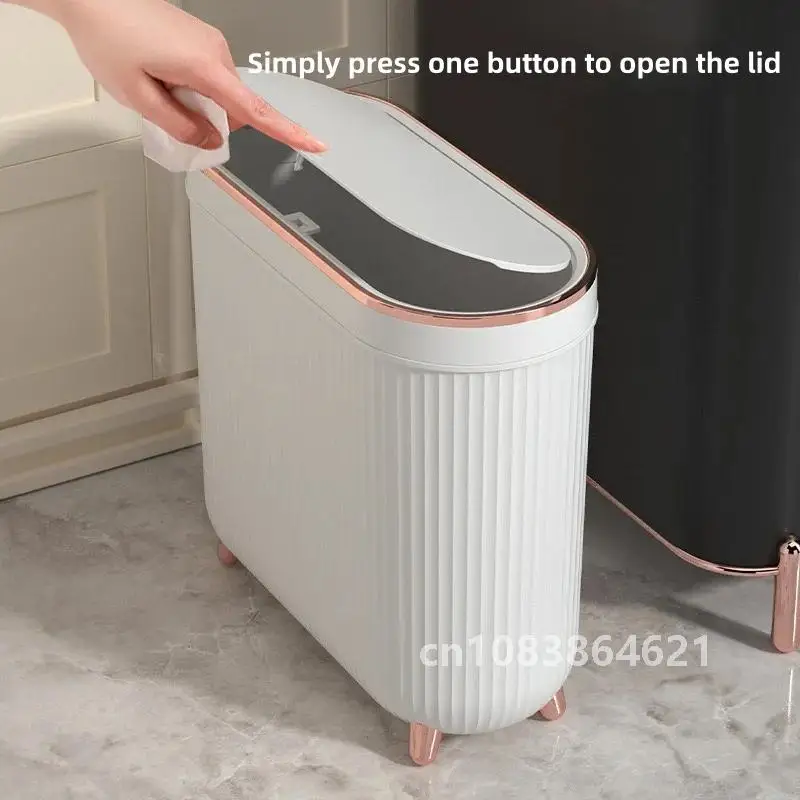 12L Luxury Bathroom Trash Can for Kitchen with Lid Dustbin Waterproof Trash Bin Wastebasket Large Capacity Garbage Bin