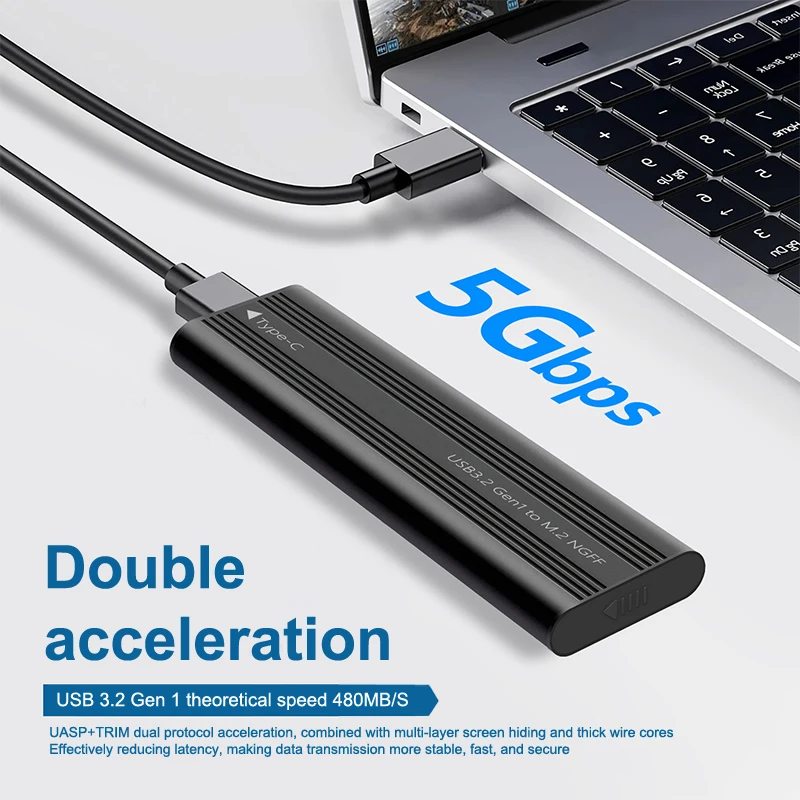 Usb3.2 tipo-c gabinete de unidade de estado sólido liga de alumínio adaptador sata externo caixa de disco rígido para desktop portátil