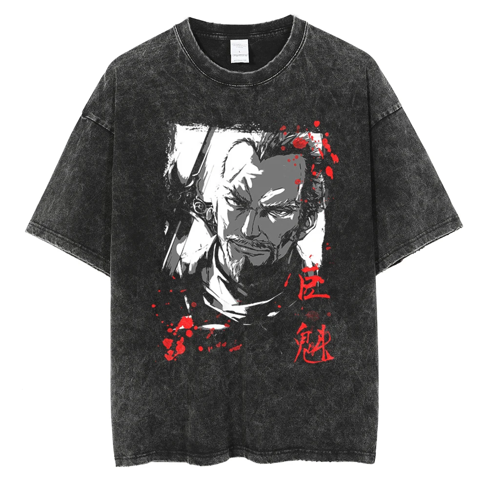 Herren Vinland Saga "I Have No Enemies" Grafik-T-Shirt Thorfinn Anime-Print Vintage Washed Oversized Casual Streetwear T-Shirt – Detail 20