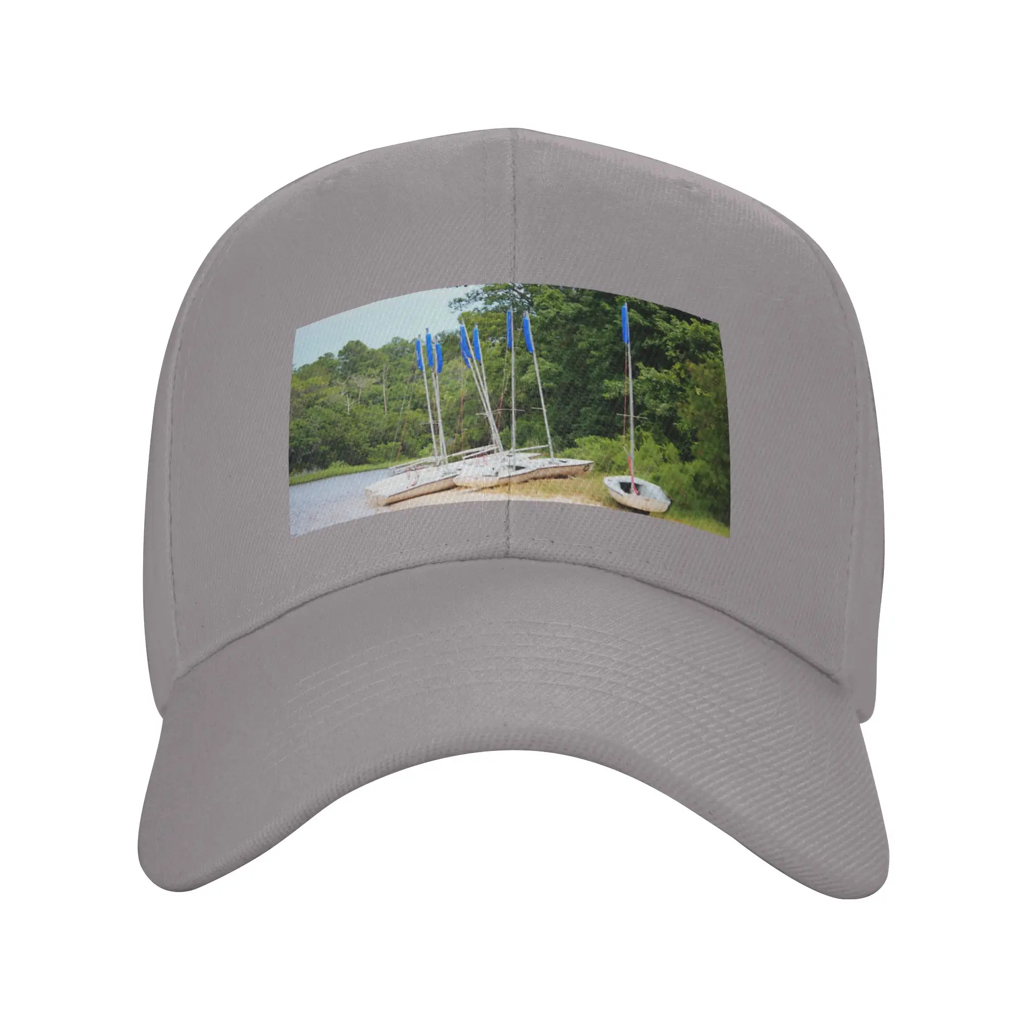 Hot Sale Sailboats Resting on Tranquil Shore Baseball Cap  Snapback Luxury Hat  Outdoor Walking Luxury Hat