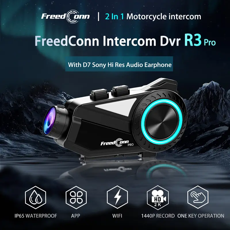 Freedconn R3 Pro Motorcycle Helmet Headset Group Intercom WiFi App 1440P Motorbike Dash Cam Motor Auto DVR - Image 5