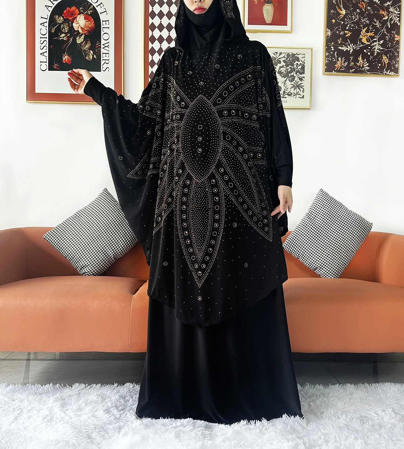 Two Piece Set Jilbab Prayer Clothes Muslim Abaya Set Women Prayer Garment Dress Hijab Long Khimar Skirt Sets Islamic Ramadan