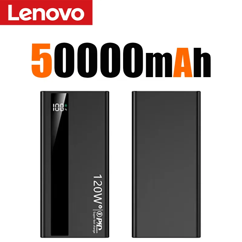 Lenovo 120W 500000mAh Power Bank Hoge capaciteit Supersnel opladen Draagbare externe batterij PowerBank voor iPhone Samsung 2026 Nieuw