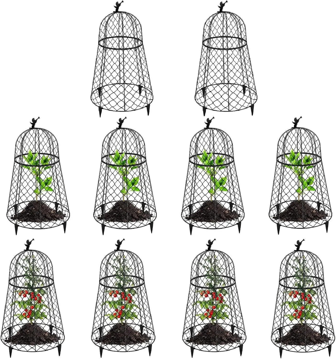 10 Pack Plant Protectors from Animals, Garden Cloches for Plants, Rustproof Chicken Wire Cloche Plant Cages to Keep Animals