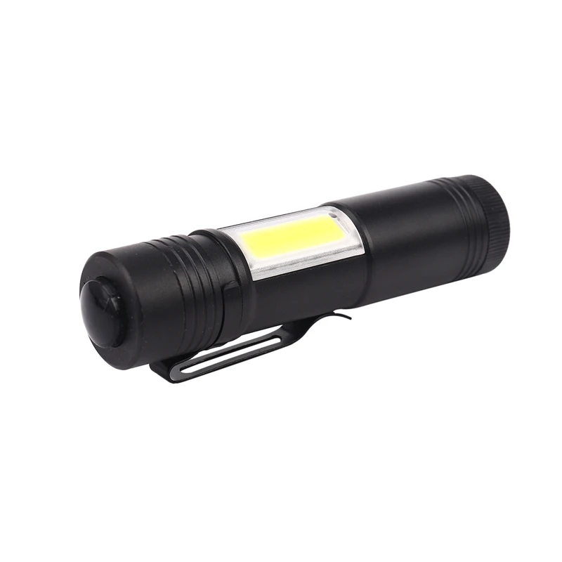 New Mini Portable Aluminum Q5 LED Flashlight XPE&COB Work Light Lanterna Powerful Pen Torch Lamp 4 Modes Use 14500 Or AA