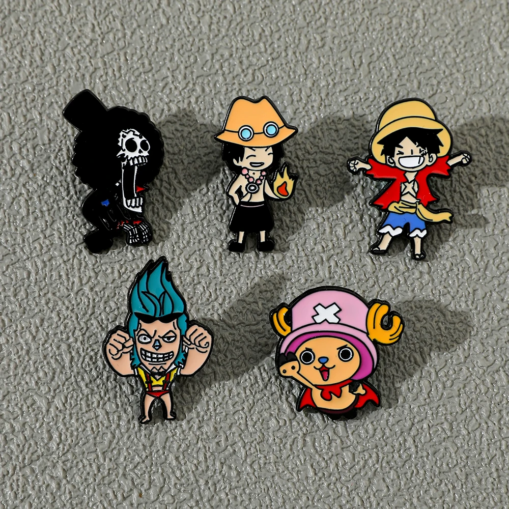 5 Pcs Cartoon Monkey D. Luffy Brooch Creative Tony Tony Chopper Enamel Pin Metal Badge Jewelry Backpack Accessories image 6