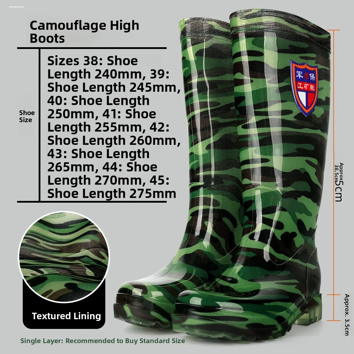 

Men's Rain Boots High-Tube Silicone Anti-Slip Wear-Resistant Waterproof Boot Full Bull Tendon Fleece-Lined Work Safety Shoes