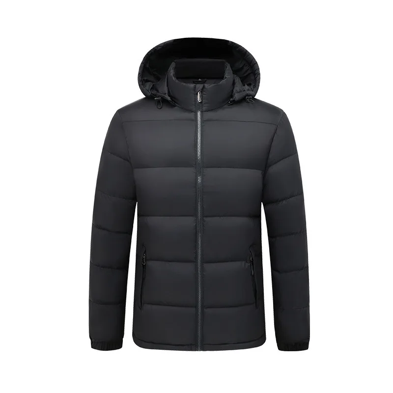 2023 New Men's Padded Jacket Warm Winter Thick Cotton Parkas MaleHooded Collar Windbreaker Outerwear Thermal Black Coat Clothing