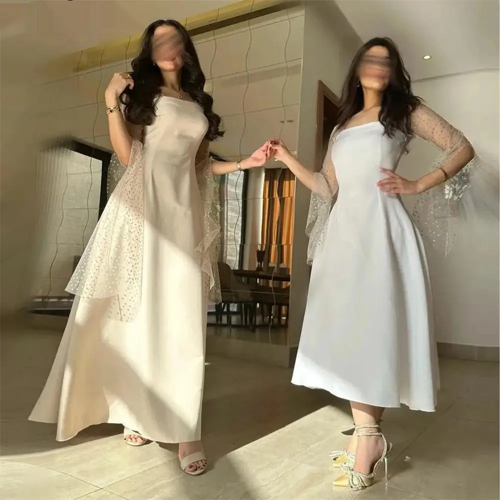 

Fashion Strapless Half Sleeve Pleat Elegant A Line Long Evening Dress Floor Length Sweep Train Fashion Prom Gown NewS-225