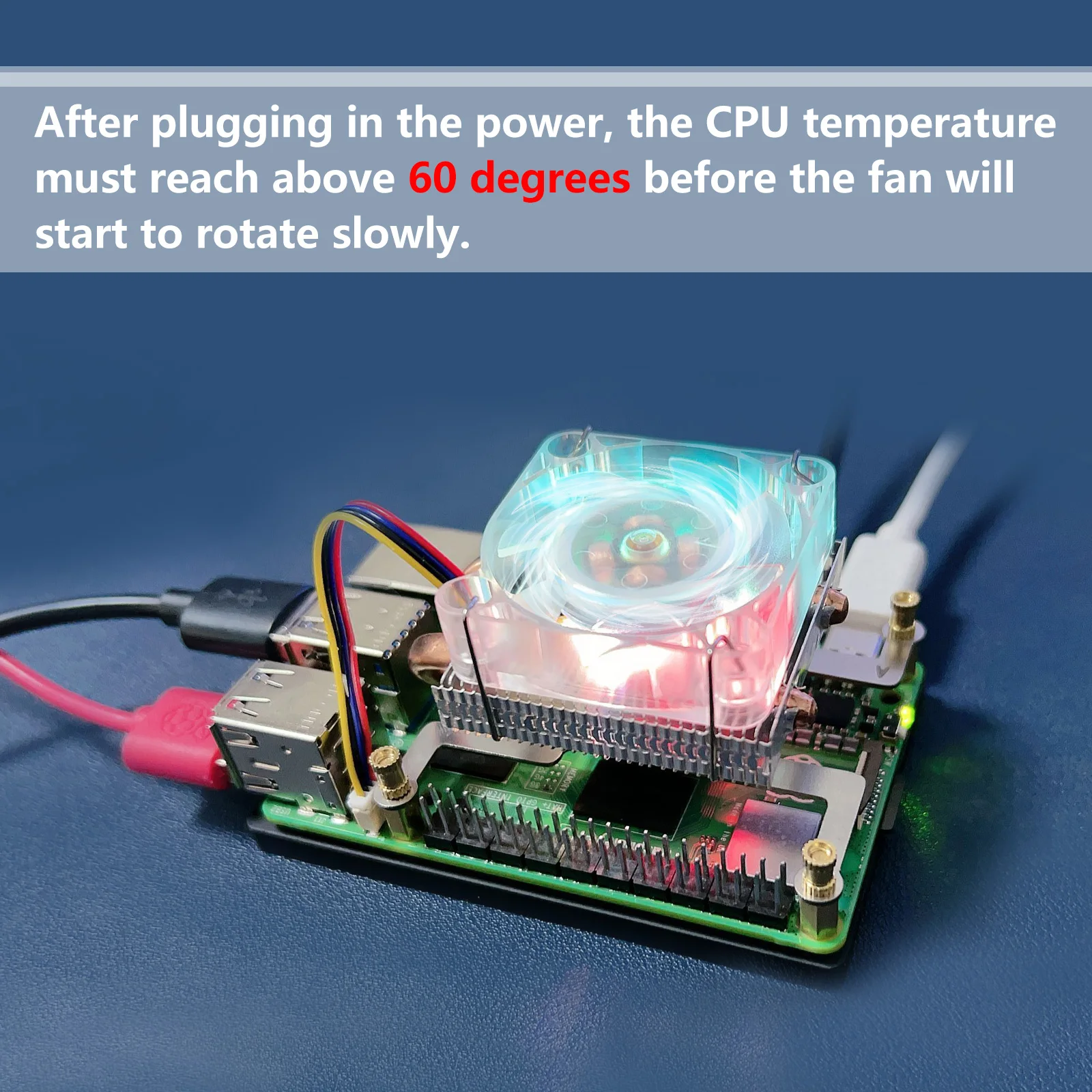 Imagem -04 - Raspberry pi Low-profile Ice Tower Cooler Rgb Led Light Ventilador Cpu Copper Tube Radiator Rpi Pi5