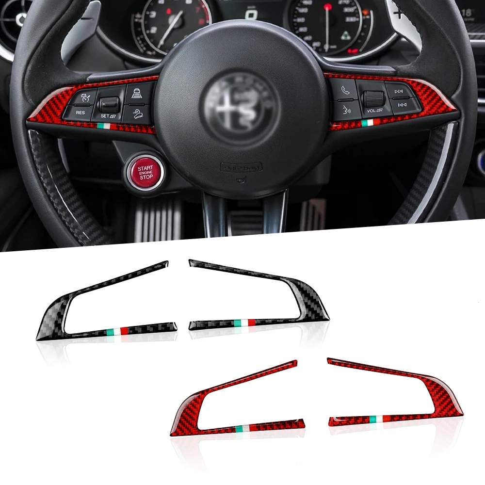 For Alfa Romeo Giulia 952 Stelvio 949 2017-2019 Car Steering Wheel Cover Sticker Decal Carbon Fiber Trim Interior Accessories