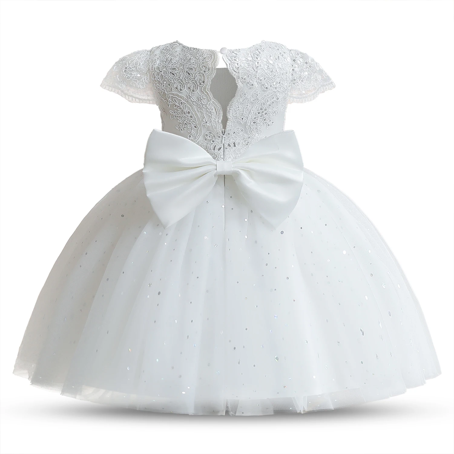 Toddler Baby Party Dresses Flower Girls Dress for Wedding Vintage Princess Tutu Embroidery Lace 1st Birthday Baptism White Gown