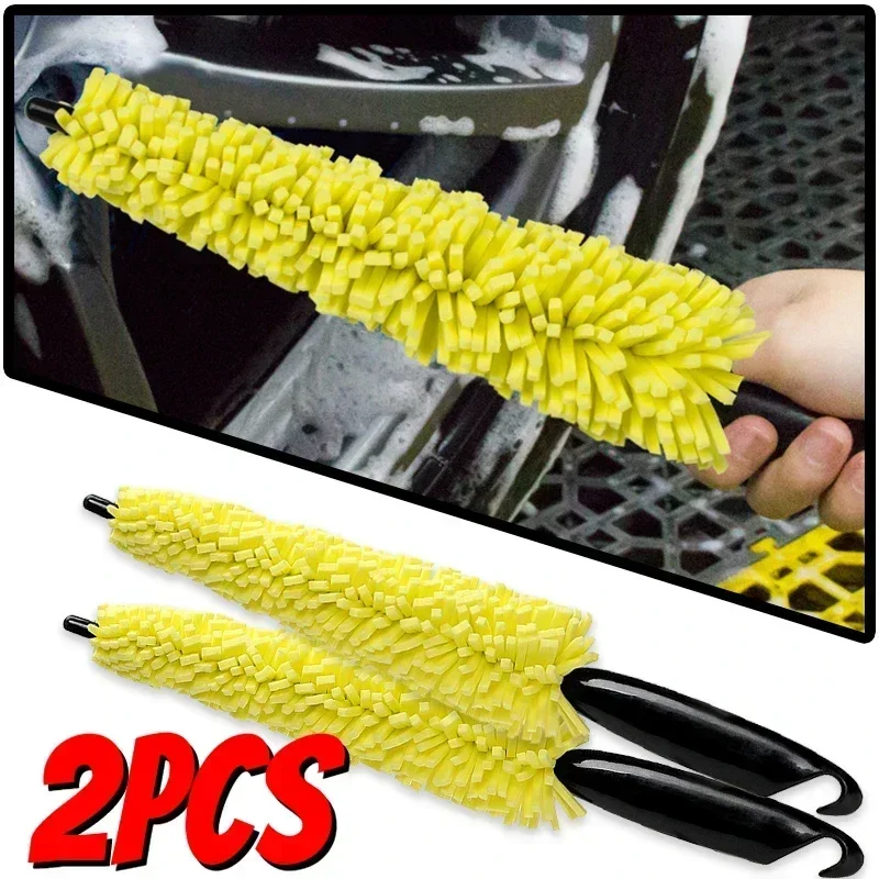 1/2pcs Sponge Brush Motorcycle Wheel Rims Washer Car Hubcaps Wash Auto Cleaning Tool With Handle Bicycle Dirt Pit Tool