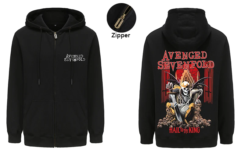 Heavy Mental Avenged Sevenfold Hoodie Sweatshirt Mens Long Sleeve zip-up Hoody Tops Harajuku Streetwear Oversized Zipper Hooded