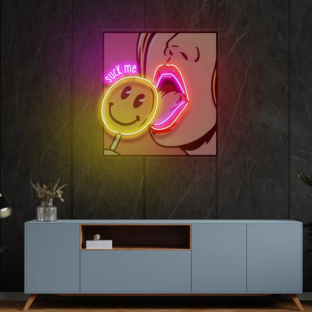 Woman Eating Candy Neon Pop Art Sign for Living Room Bedroom Wall Decor Led Signs Custom Home Bar Pub Decoration Neon Light