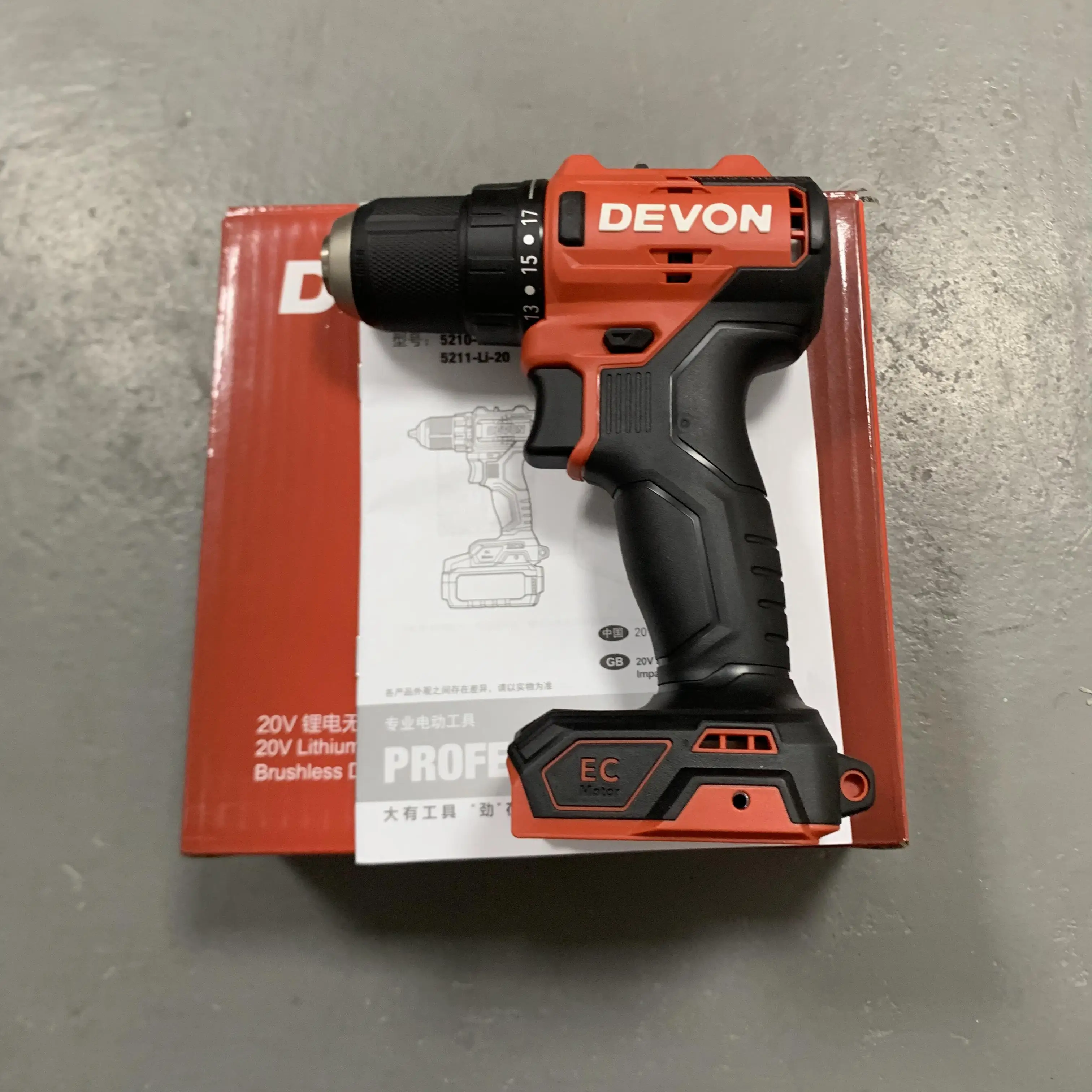 DEVON lithium brushless handheld drill 5210 charging impact drill screwdriver, pistol drill, electric screwdriver BODY ONLY