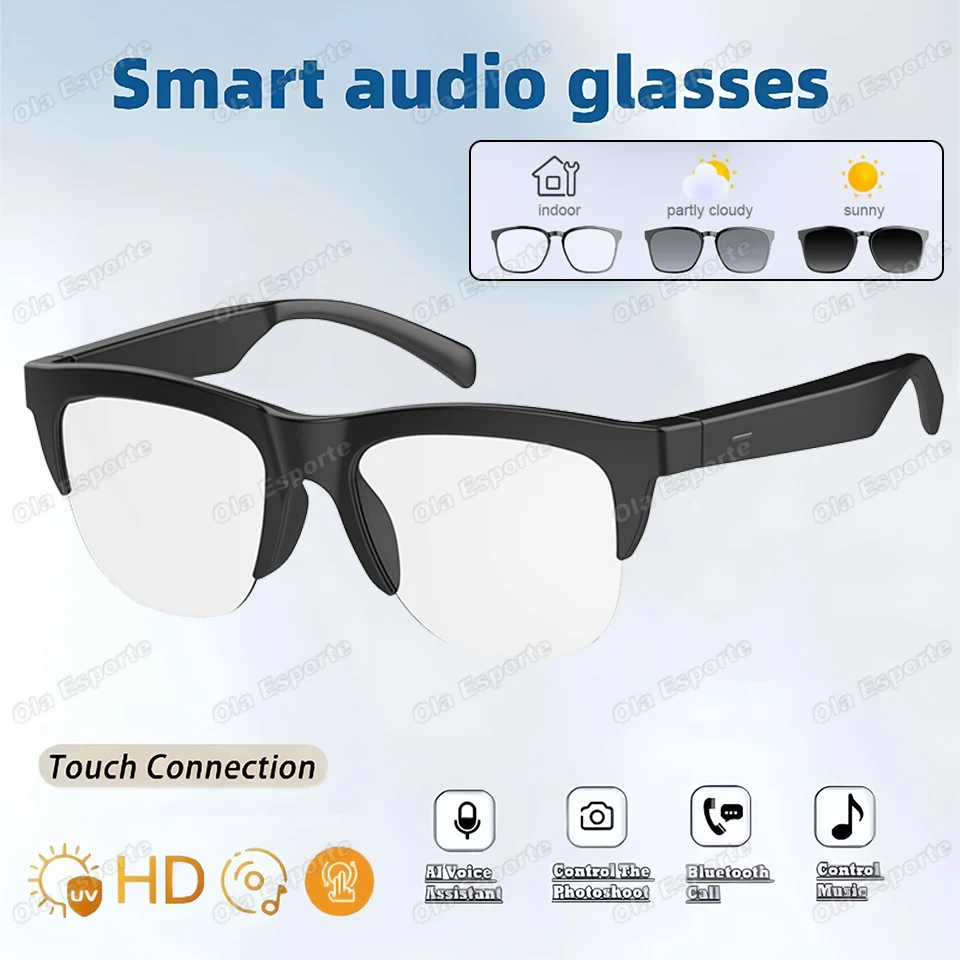 

Newest Audio Smart Glasses Wireless Bluetooth Glasses For Anti-blue Light Voice Assistant Music Navigation Sunglasses Women Men