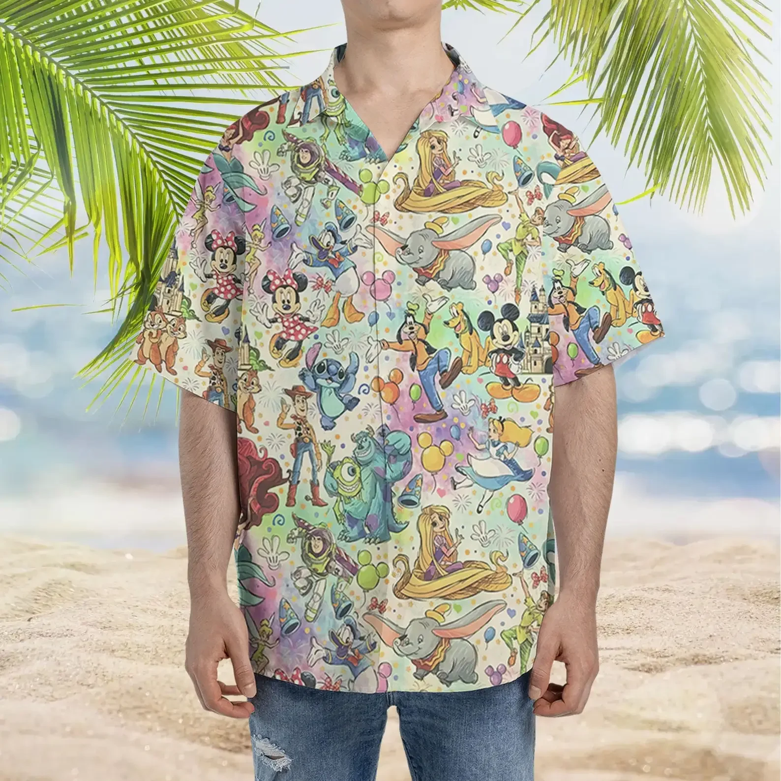 Mickey Mouse Hawaiian Shirt Vintage Button Down Short Sleeve Shirt Disney Hawaiian Shirt Magic Kingdom Casual Beach Men\'s Shirt