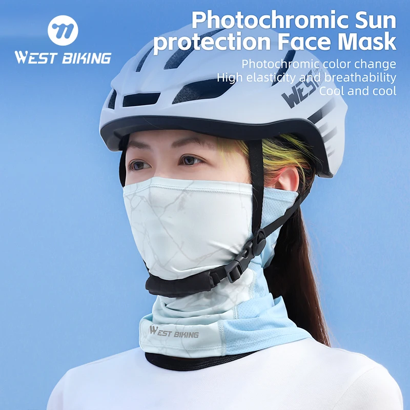 WEST BIKING Summer Cycling Scarf UV Photochromic Pattern Bandana UPF50+ Sun Protection Hiking Fishing Mask Cooling Sport Gear