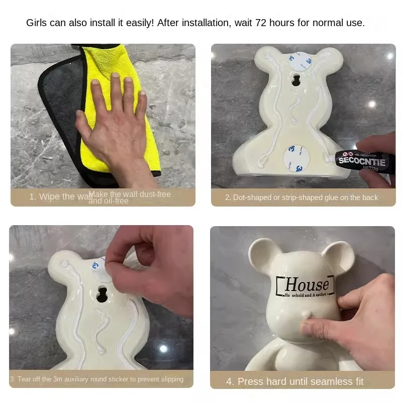 Creative bear tissue box bathroom bathroom household non-perforated wall hanging scroll paper frame personalized fashion accesso