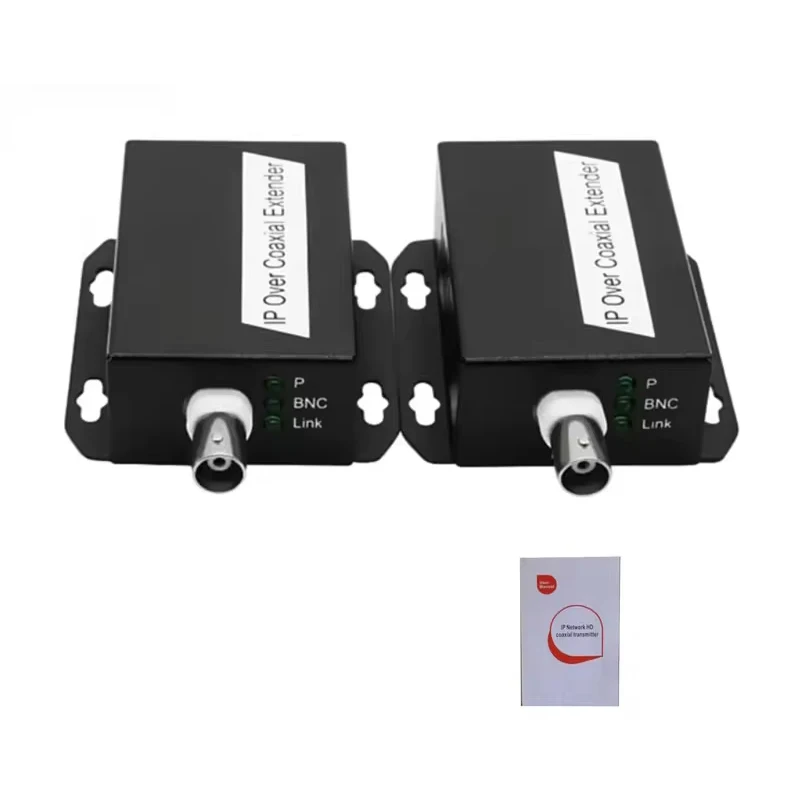 1Pair Ethernet IP Extender Over Coax HD Network Kit EoC Coaxial Cable Transmission Extender for Security CCTV Cameras