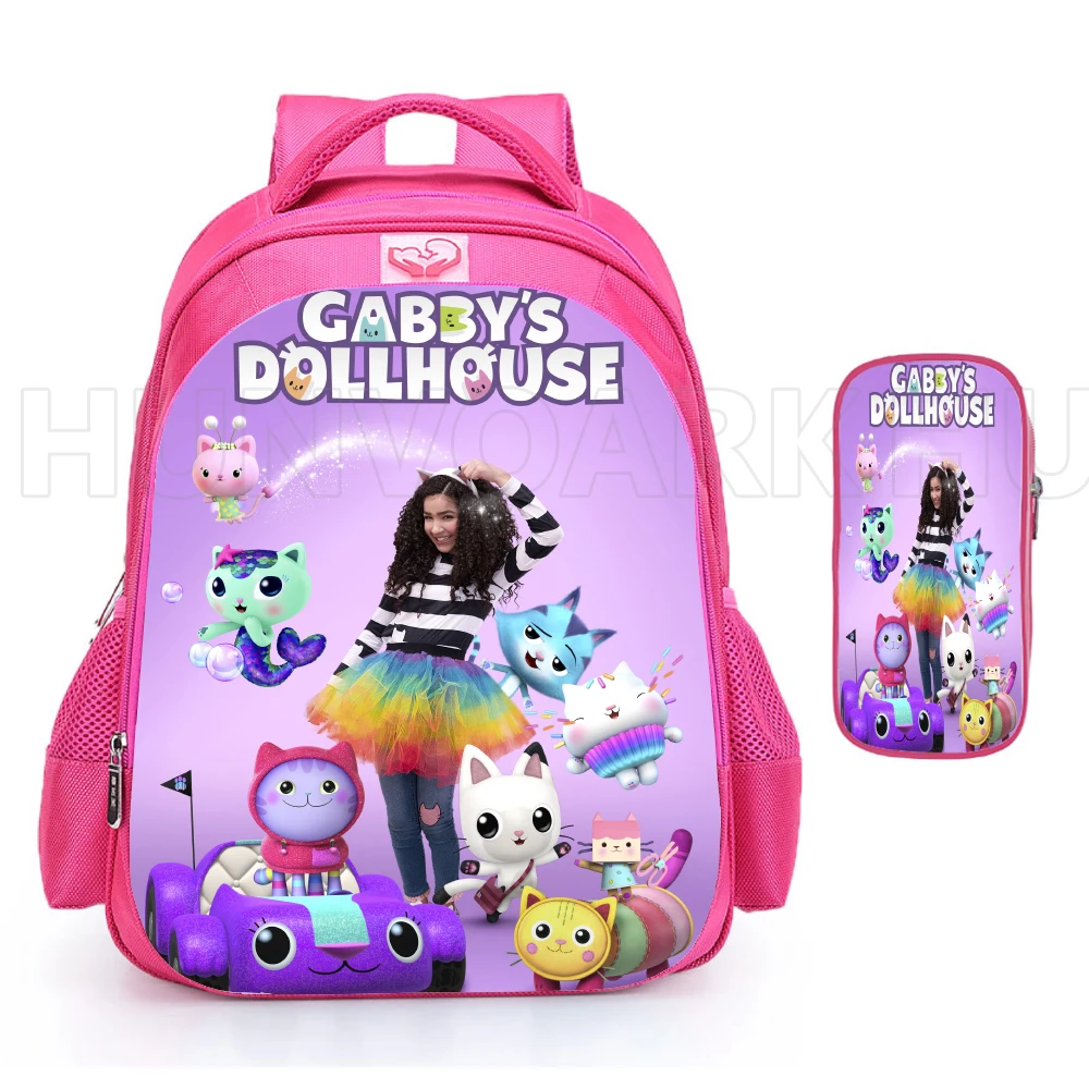 Gabby\'s Doll house Girls School Bags Children Schoolbag Orthopedic Primary Cartoon Pink Backpack Princess Bagpack Kids Mochilas