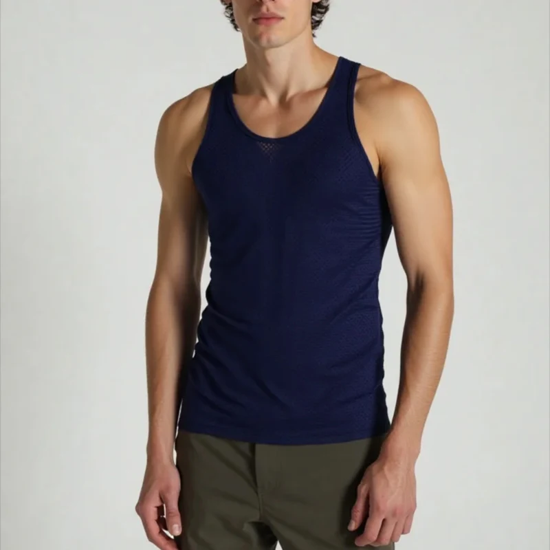 

Summer Sleeveless T Shirts Men Ice Silk Vest Quick-Drying Mesh Tops Male Thin Breathable Tank Top Singlet Casual Sport Shirt Tee