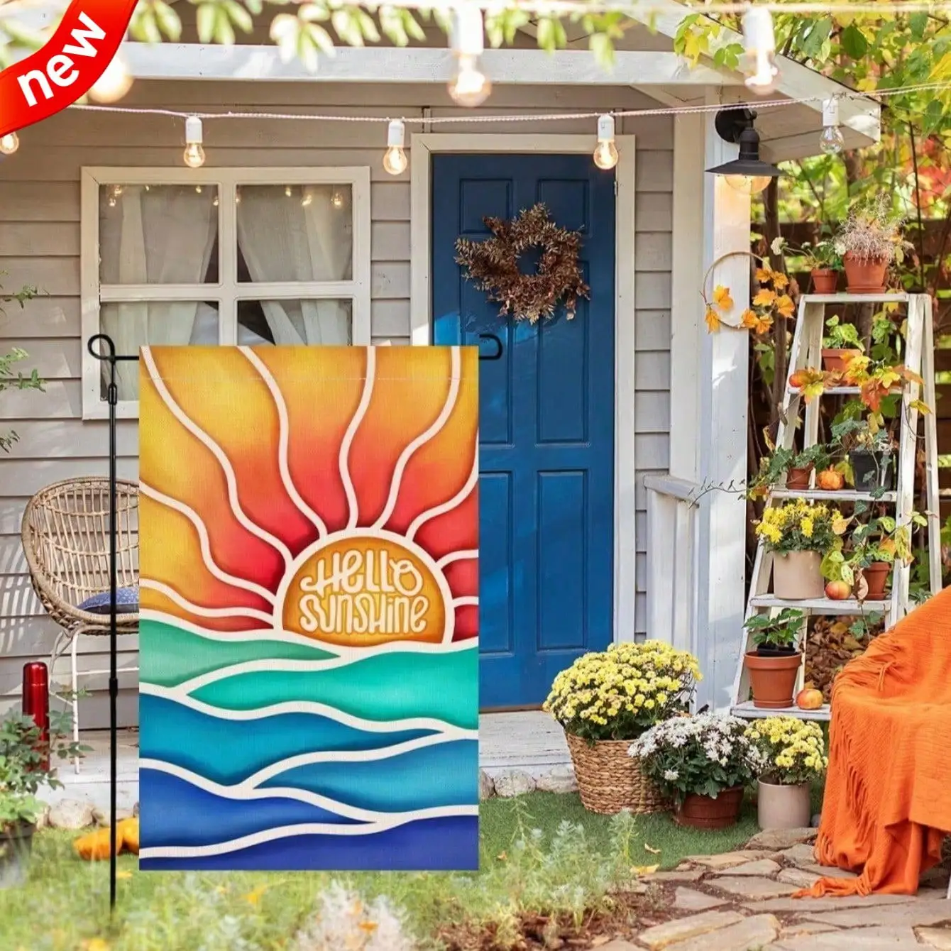 

Сезонный вертикальный садовый флаг, летний пляжный декор для фермерского дома: дизайн с пальмами, кораллами и надписью «Hello Sunshine»