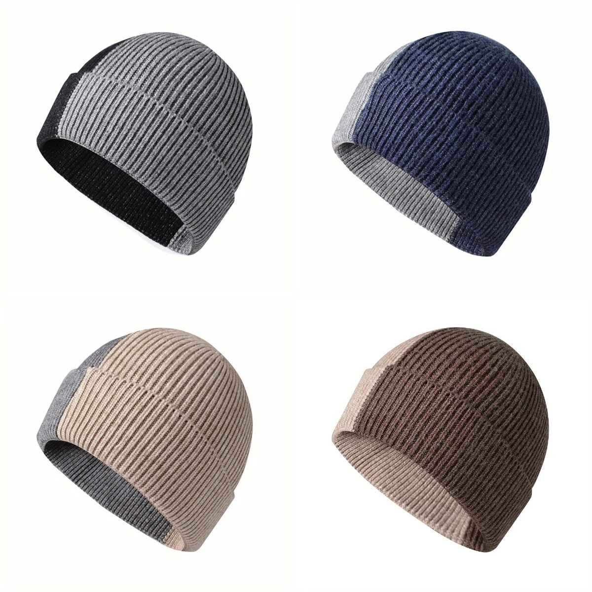 

Color Blocked Women Knitted Hat Casual Simple Soft and Comfortable Pullover Hat Autumn and Winter Outdoor Warmth Brimless Hat