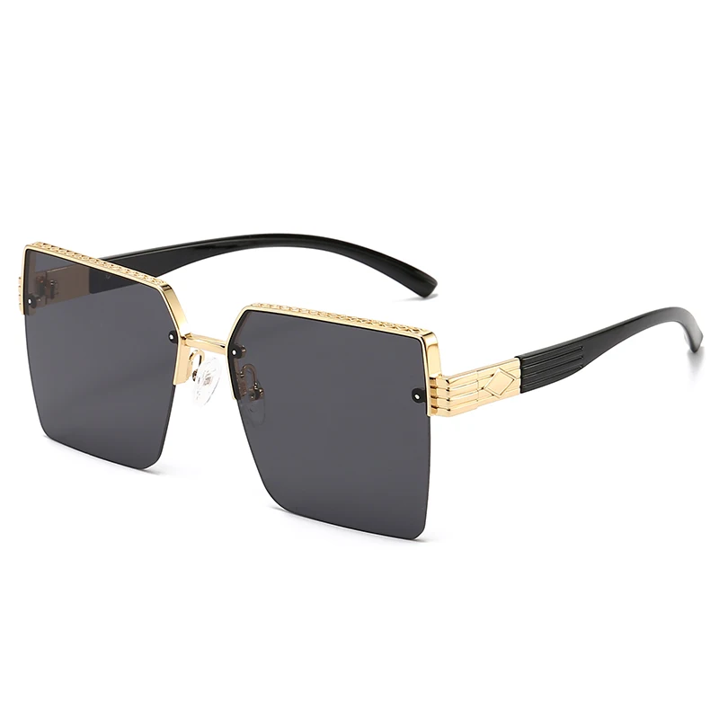 Cool Square Sunglasses Ins Trendy Metal Half Frame Fashion Sunglasses Sunshade Glasses 1205