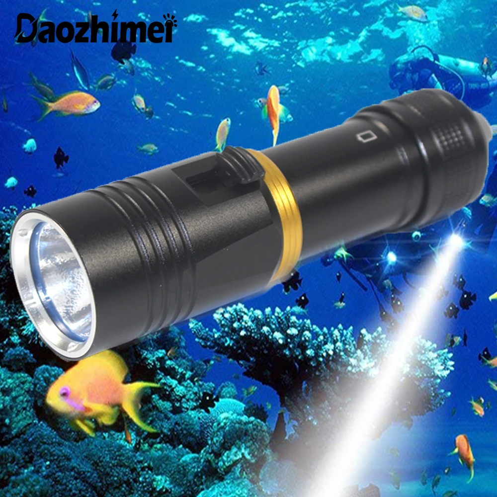 

100M Underwater Diving XHP70 LED Flashlight 6000 lumen stepless Dimming Dive Torch IPX8 Waterproof 26650 light Lamp Lantern