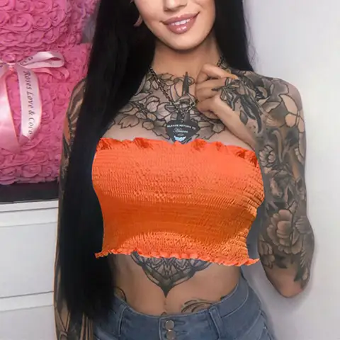 बीकेएलडी महिलाओं के लिए क्रॉप्ड नियॉन ग्रीन पार्टी ट्यूब टॉप सेक्सी स्ट्रैपलेस ऑफ शोल्डर शॉर्ट टैंक 2019 समर फैशन स्ट्रीटवियर बैंड्यू टॉप 10 best sales नीऑन हरा - №3