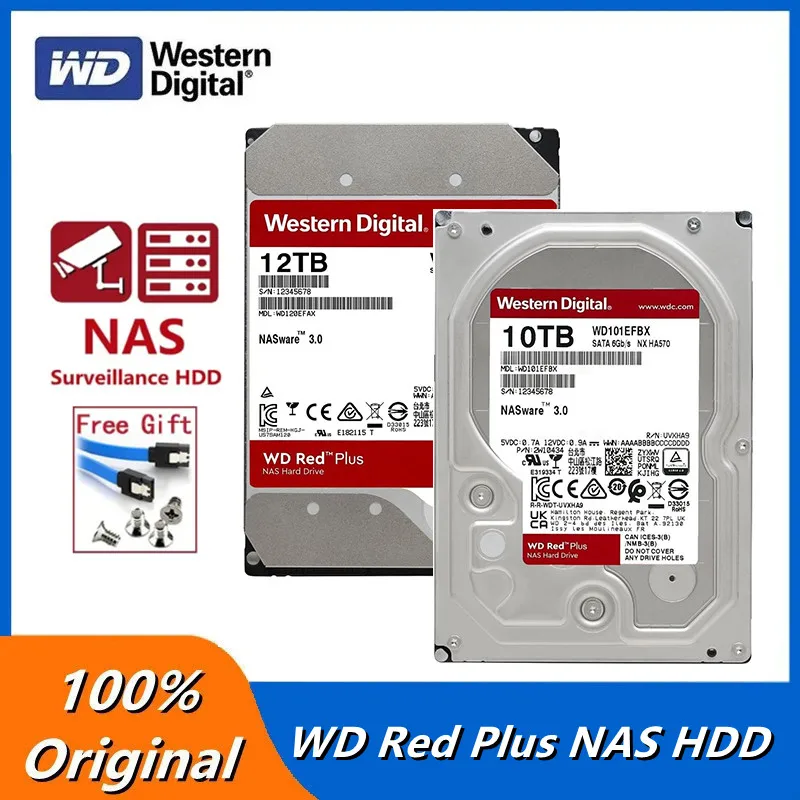 Brand New WD Red 10TB 12TB Plus NAS Internal Hard Drive HDD 7200 RPM, SATA 6 Gb/s CMR 256 MB Cache Western Digital 3.5