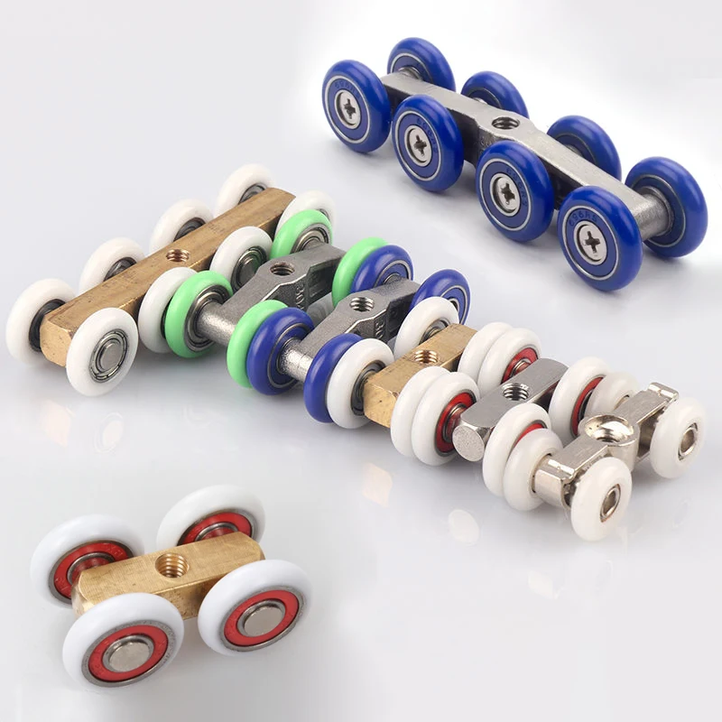 

Стеклянный шкив для душевой комнаты, ванной комнаты, раздвижная деревянная дверь, ультра-тихий роликовый подвесной путь, нейлоновое колесо, аппаратная часть