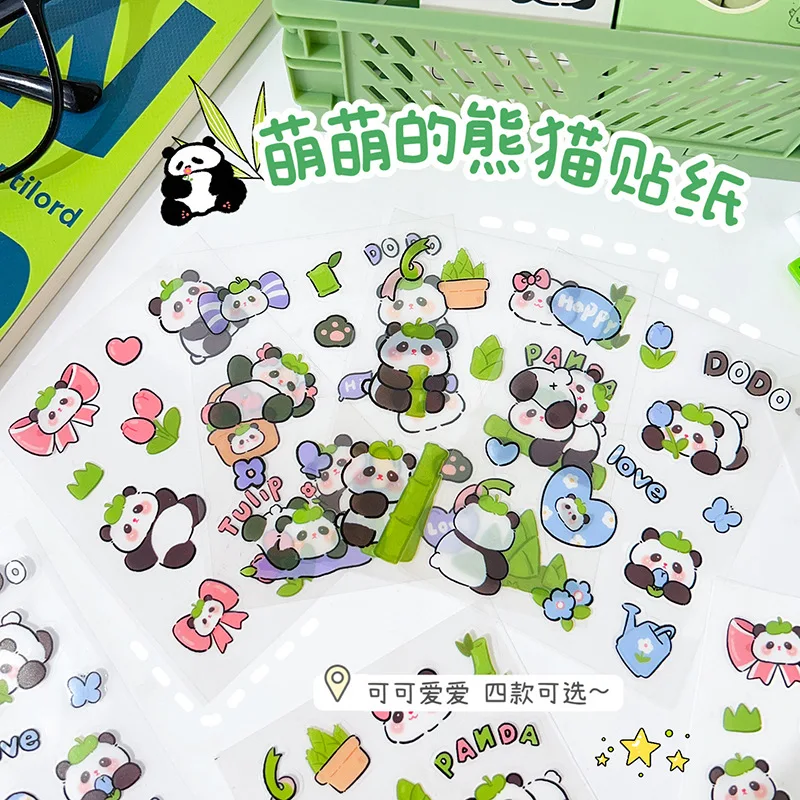 Lindas pegatinas de Panda para mascotas, pegatinas de dibujos animados para mascotas, pegatinas DIY para niños, tazas de agua impermeables, pegatinas para teléfonos móviles