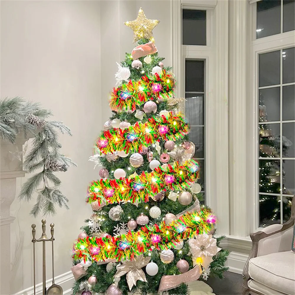 Ghirlanda di Natale Orpelli scintillanti Nastro colorato Illuminazione natalizia Capodanno Albero di Natale Matrimonio Decorazione per feste al coperto 2026