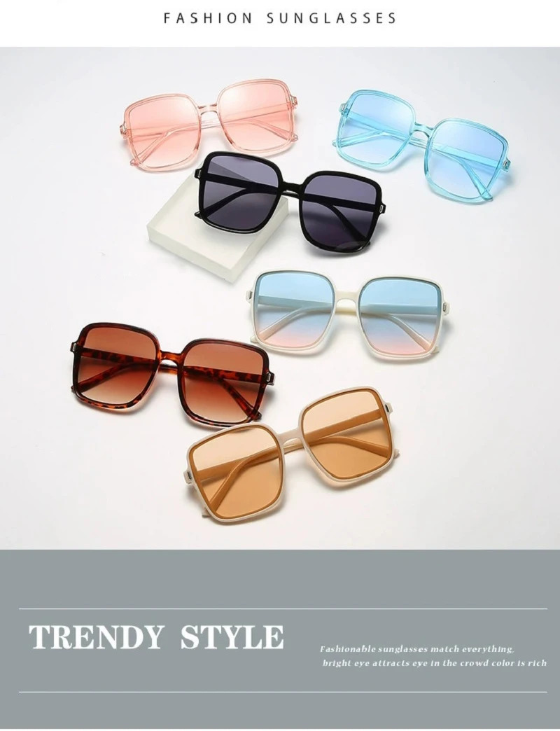 Vintage übergroße quadratische Sonnenbrille 2025, Damenmode, Farbverlauf, Outdoor-Sonnenbrille, Retro, weiblich, Luxusmarke, Design-Brille – Detail 2
