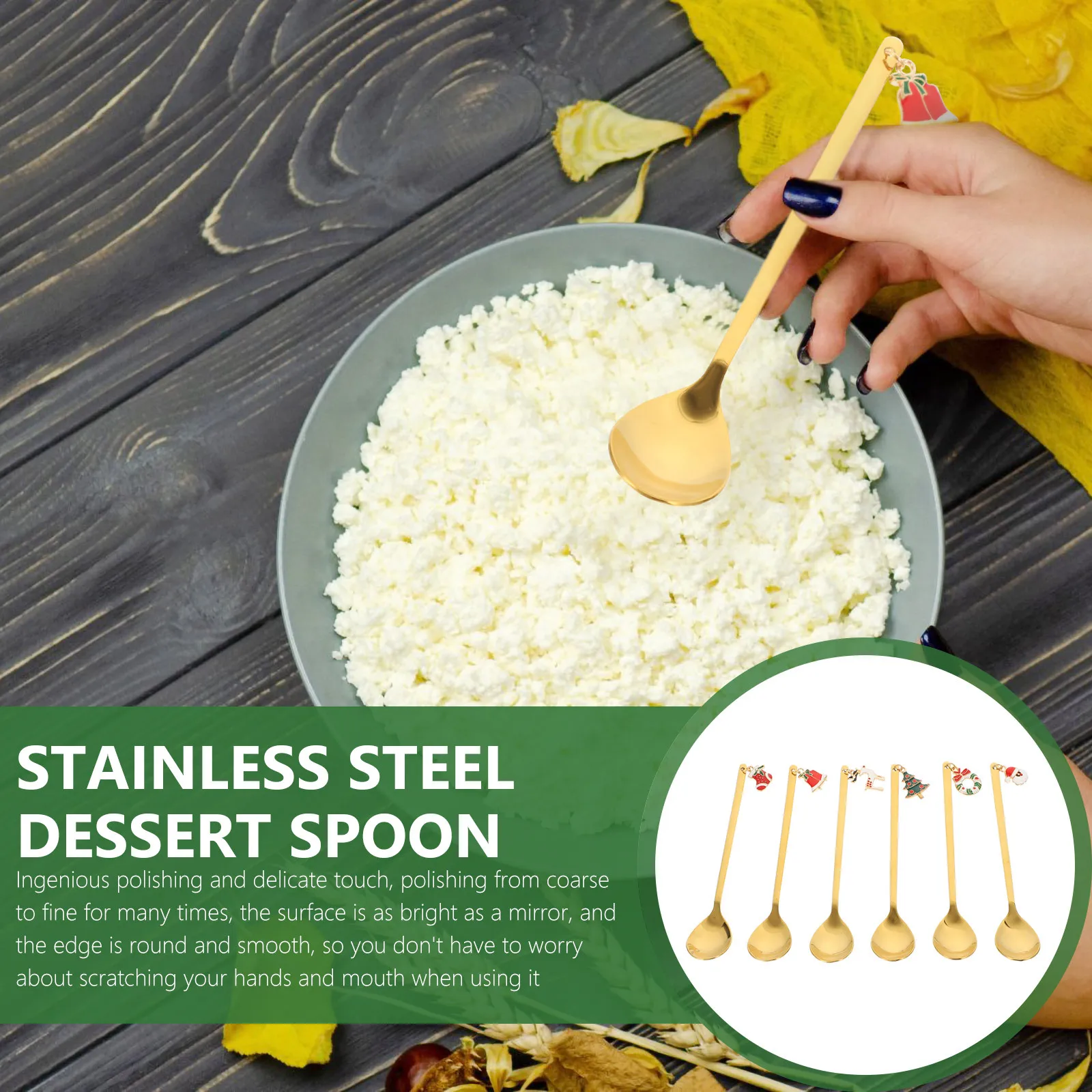 

1Set Stainless Steel Coffee Spoon Christmas Designed Dessert Scoop for Party Ice Cream Cake Mixing Stirring Portable Coffee