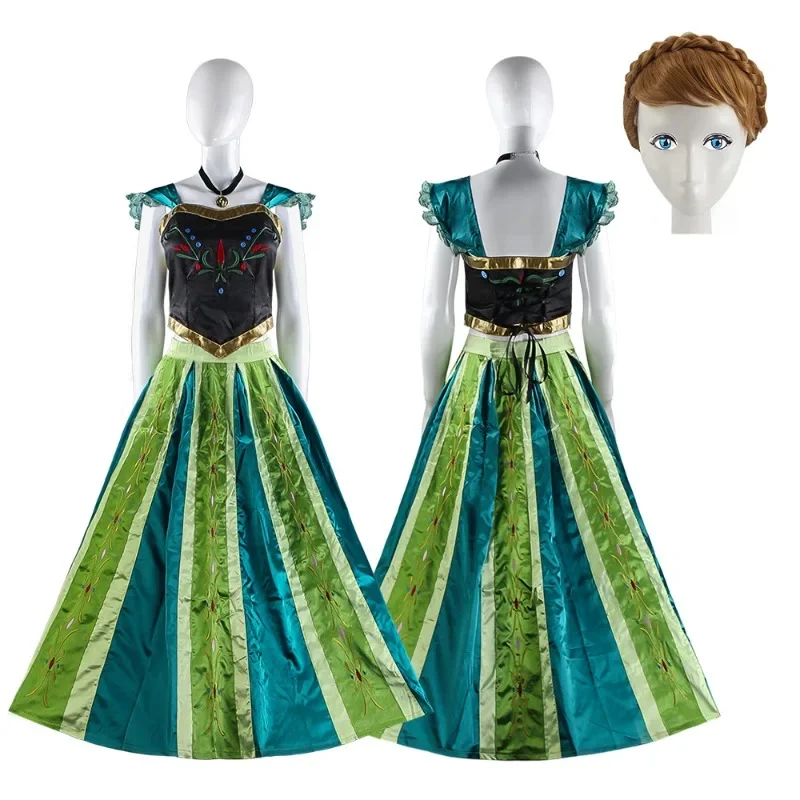 

Girls Princess Dress Cosplay Costume Anna Cos Outfits for Girl Birthday Gifts School Stage Performance Halloween Carnival Party