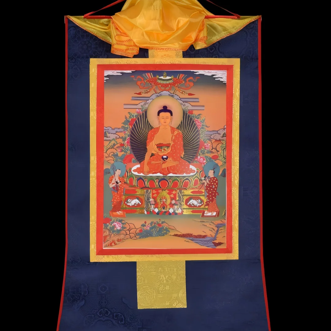 

Tibetan Thangka Hanging Painting Tibetan Tantric Gold-Plated Gold-Plated Sakyamuni Buddha Statue for Buddhist