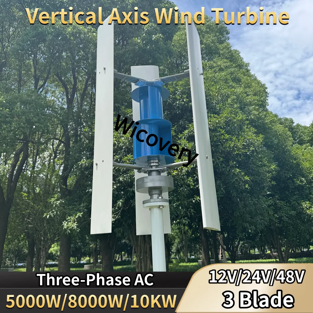5000W 8000W Vertical Axis Maglev Windmill Wind Turbine Free Energy Power Generator 24V 48V With Hybrid Charge Controller Home