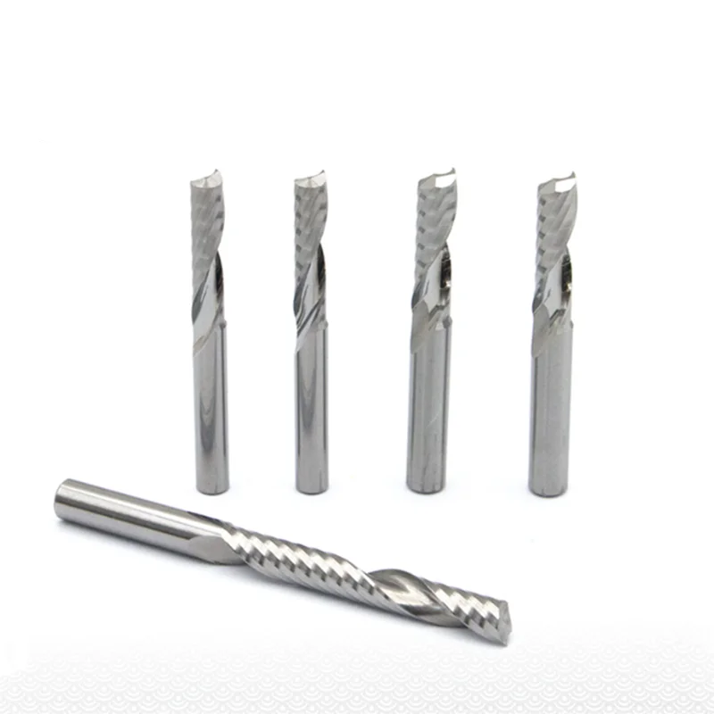 10pcs Single Flute End Mill 3.175 （1/8“”）shank  Spiral Router Bits for Cut Wood/Plastic 1 Flute CNC Milling Cutter