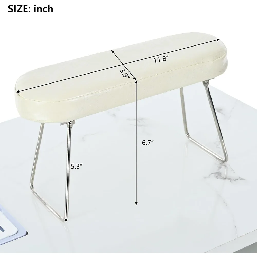 Nail Desk, Manicure Table Marble Textured Nail Table with Powered Downdraft Vent,Wrist Pads,Lockable Wheels,Open Storage Shelves