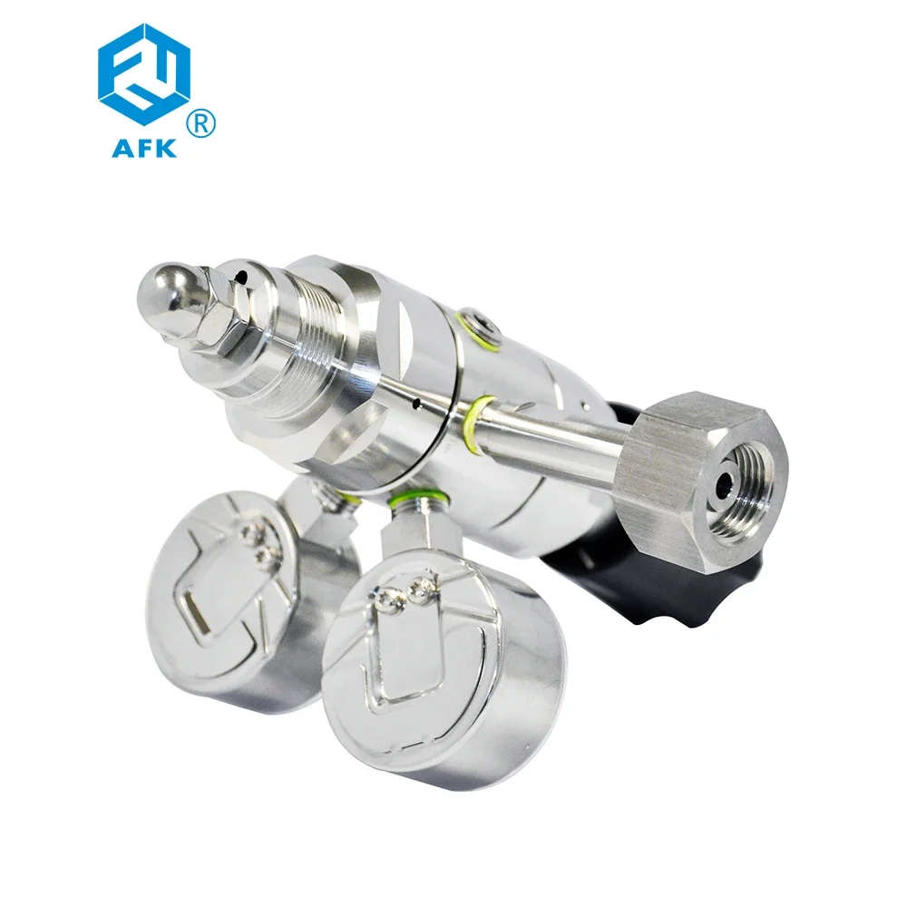 AFK R31 الفولاذ المقاوم للصدأ مقياس مزدوج الأكسجين الأرجون الهيليوم الهيدروجين النيتروجين عالية النقاء ضغط الغاز تخفيض الضغط المنظم